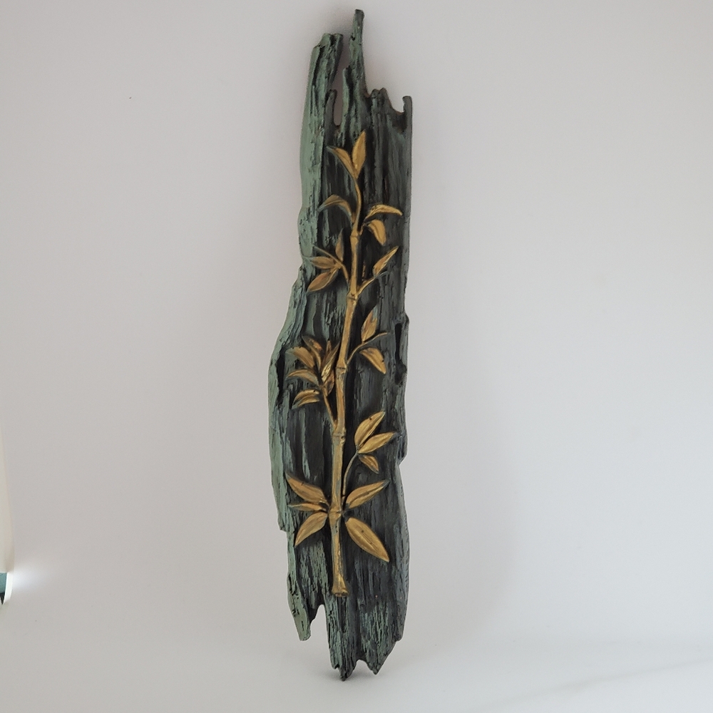 Vtg Miller Studio Inc. Faux Wood Gold Bamboo Wall Hanging 1975